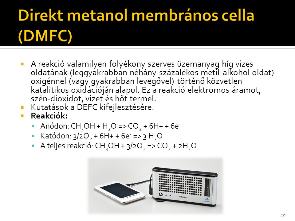 Direkt metanol membrános cella (DMFC)