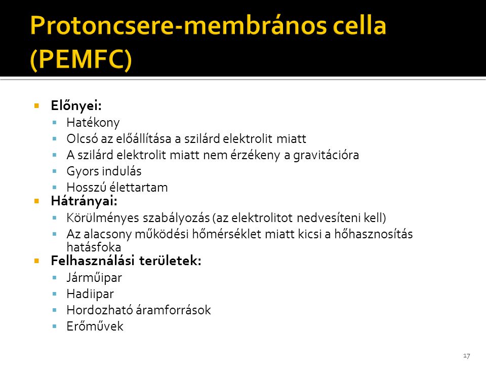 Protoncsere-membrános cella (PEMFC)