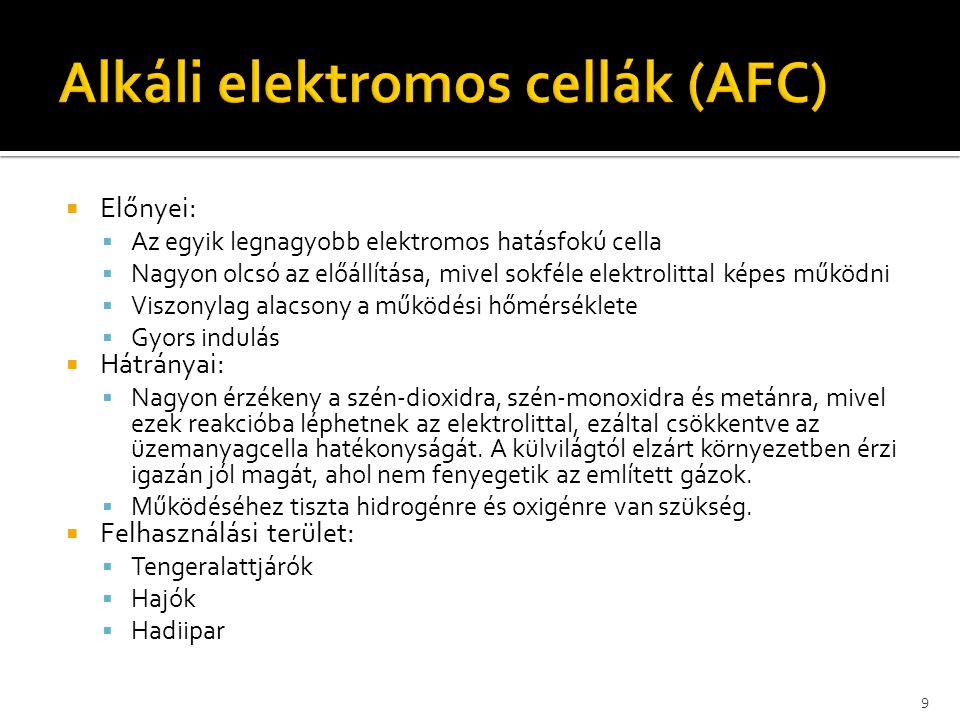 Alkáli elektromos cellák (AFC)