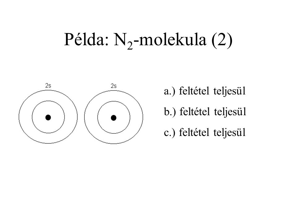 Példa: N2-molekula (2) a.) feltétel teljesül b.) feltétel teljesül