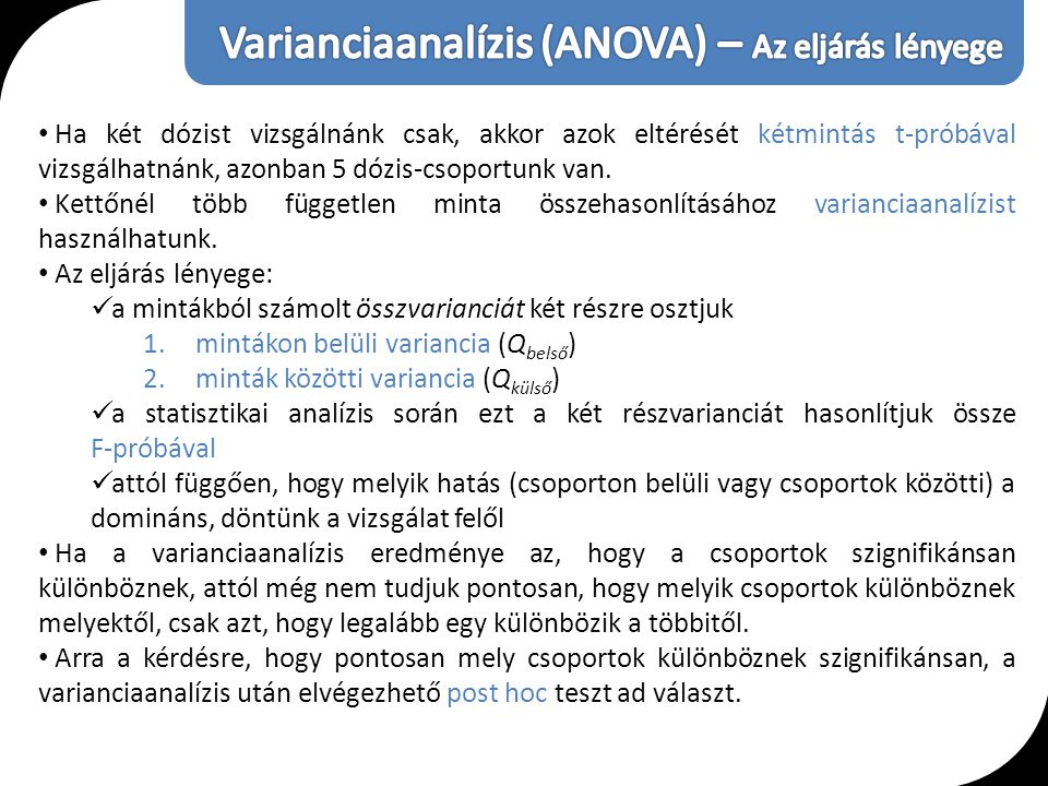 Varianciaanalízis (ANOVA) – Az eljárás lényege
