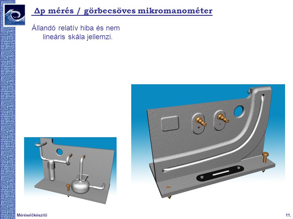 Δp mérés / görbecsöves mikromanométer
