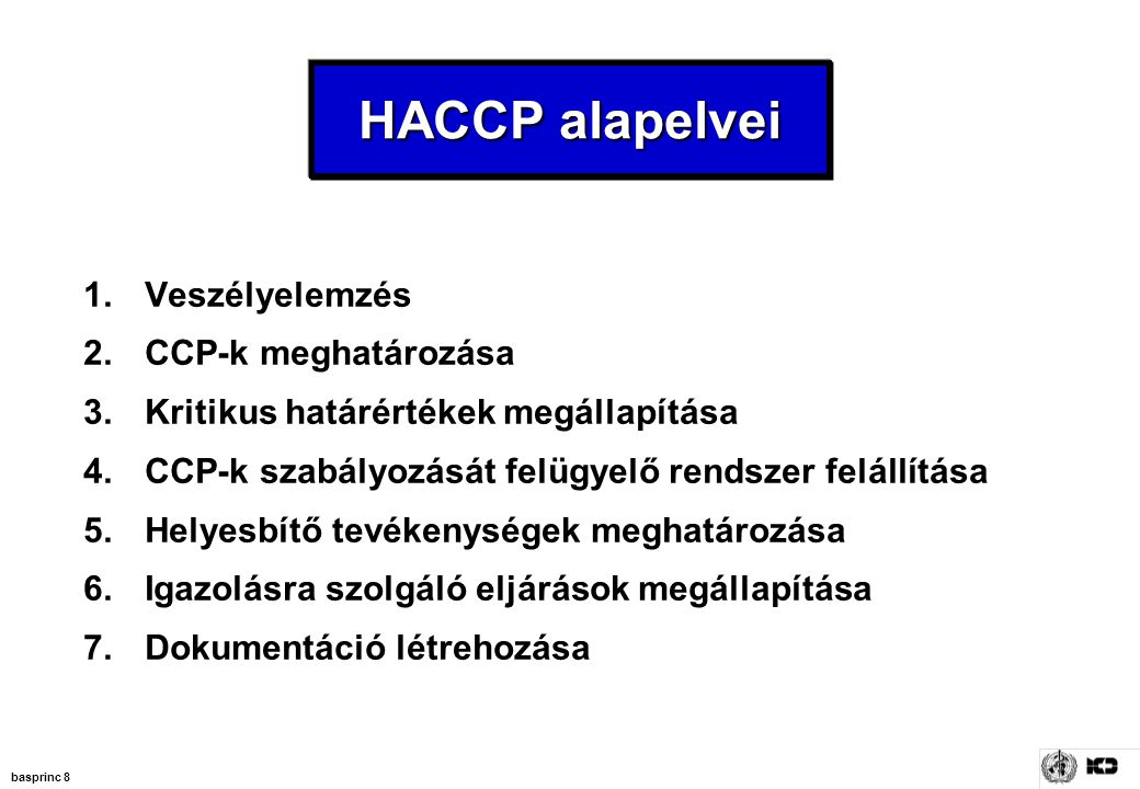 HACCP alapelvei Veszélyelemzés CCP-k meghatározása