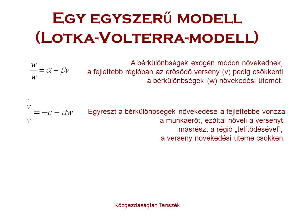 Egy egyszerű modell (Lotka-Volterra-modell)