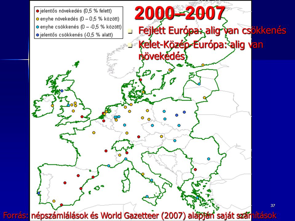 2000–2007 Fejlett Európa: alig van csökkenés