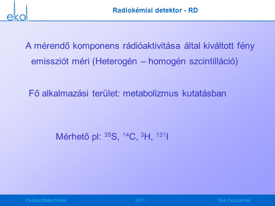 Radiokémiai detektor - RD