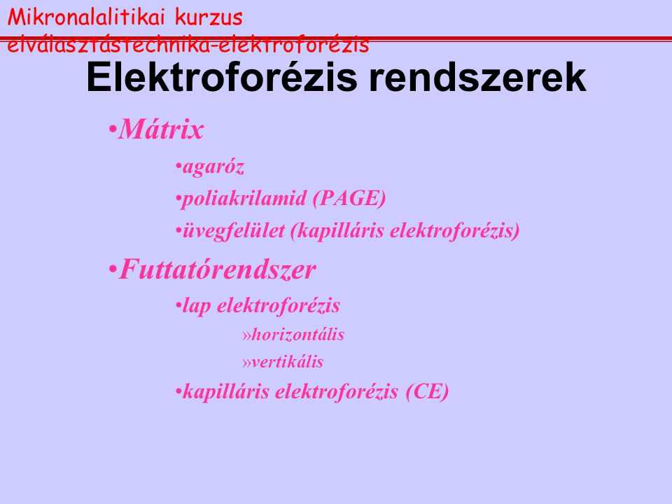 Elektroforézis rendszerek