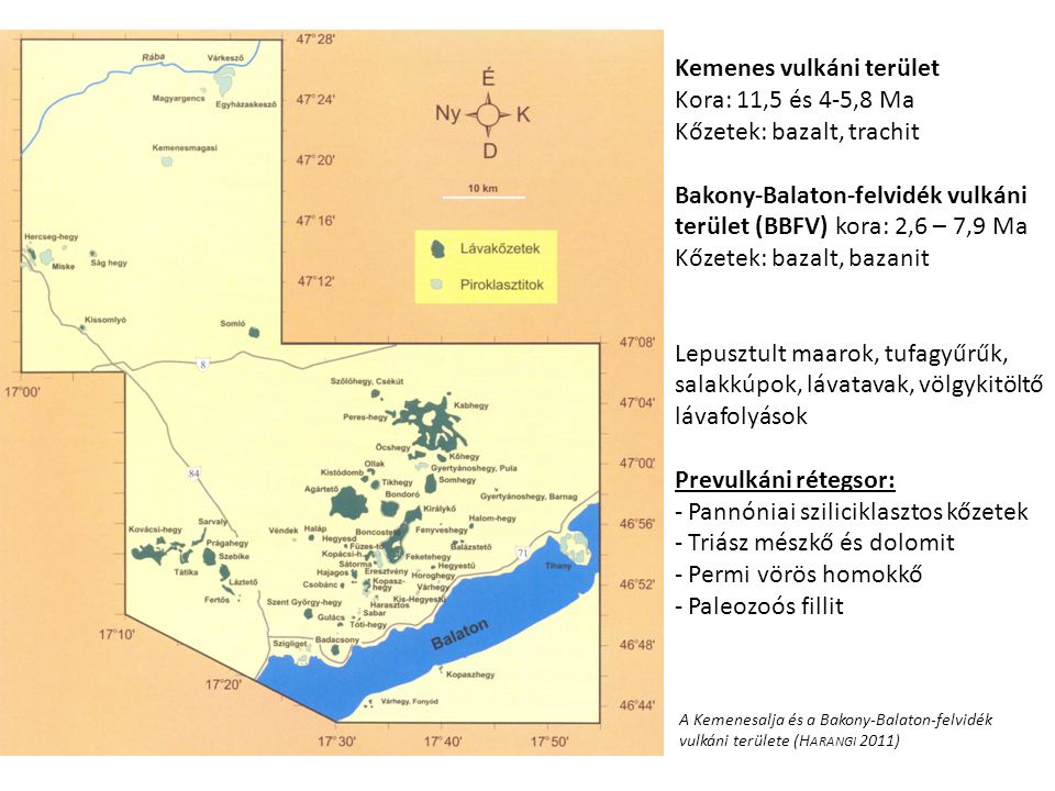 Kemenes vulkáni terület Kora: 11,5 és 4-5,8 Ma
