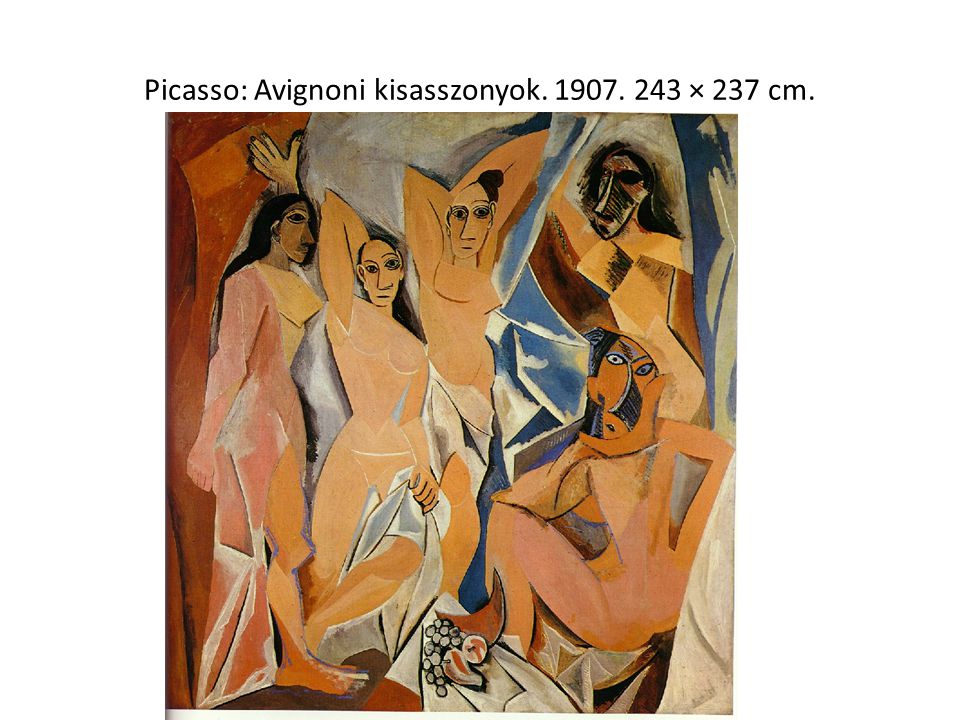 Picasso: Avignoni kisasszonyok × 237 cm.