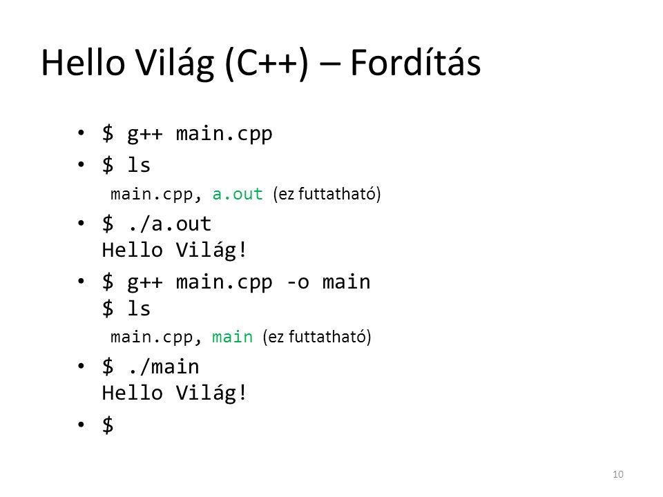 Hello Világ (C++) – Fordítás