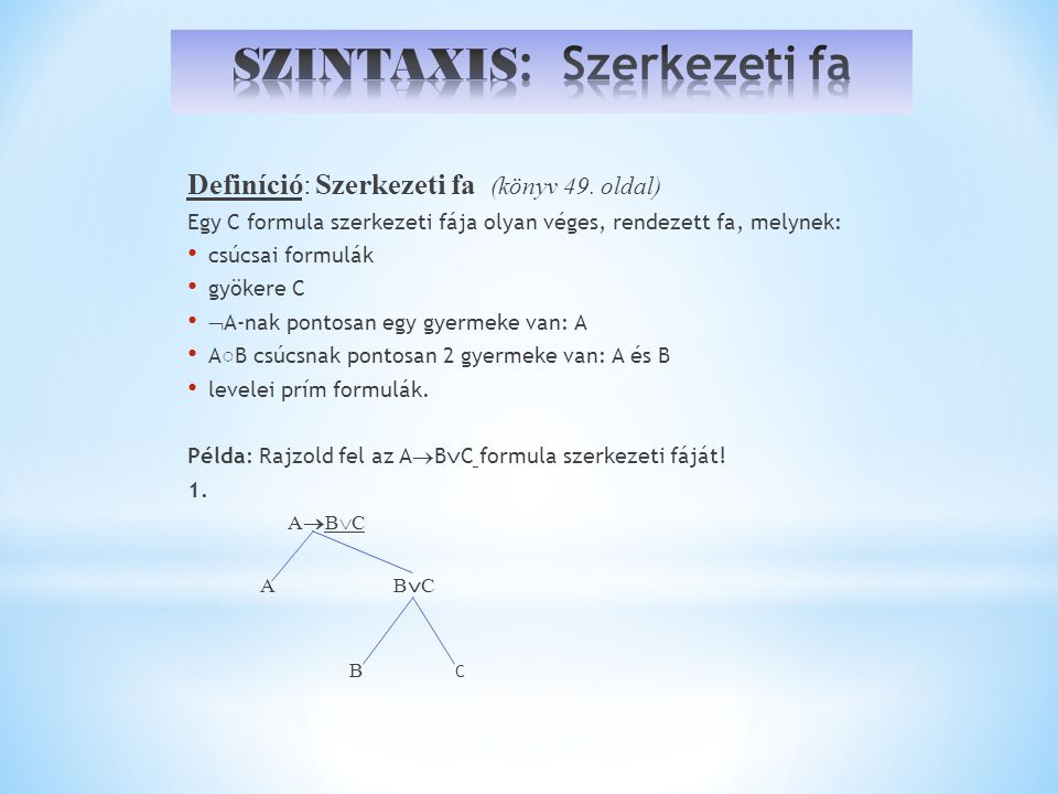 SZINTAXIS: Szerkezeti fa
