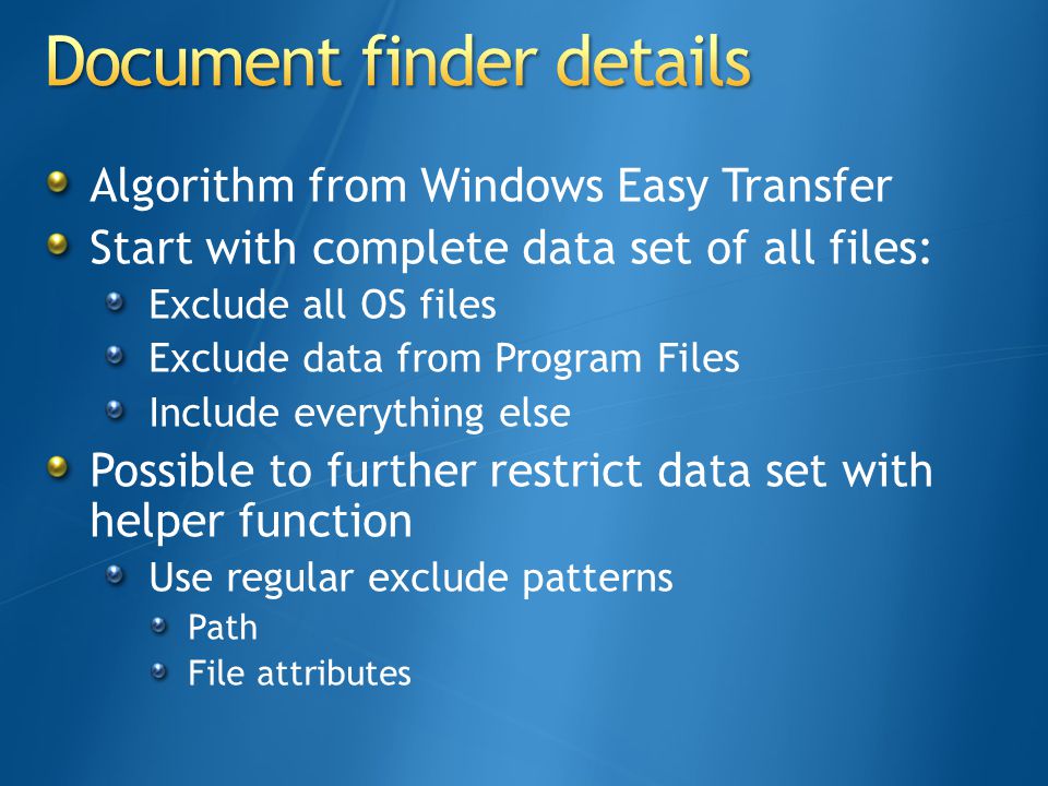 Document finder details