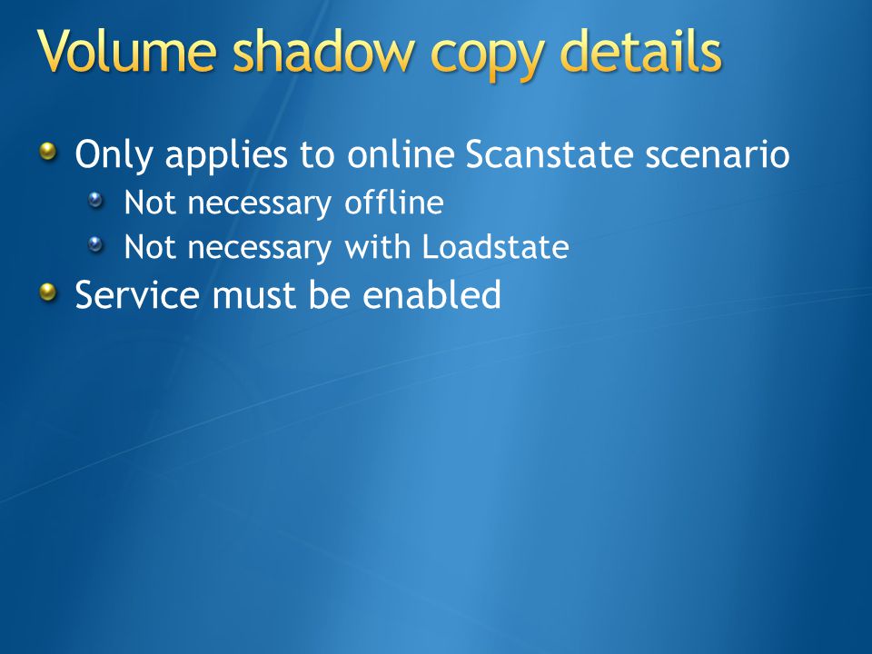 Volume shadow copy details