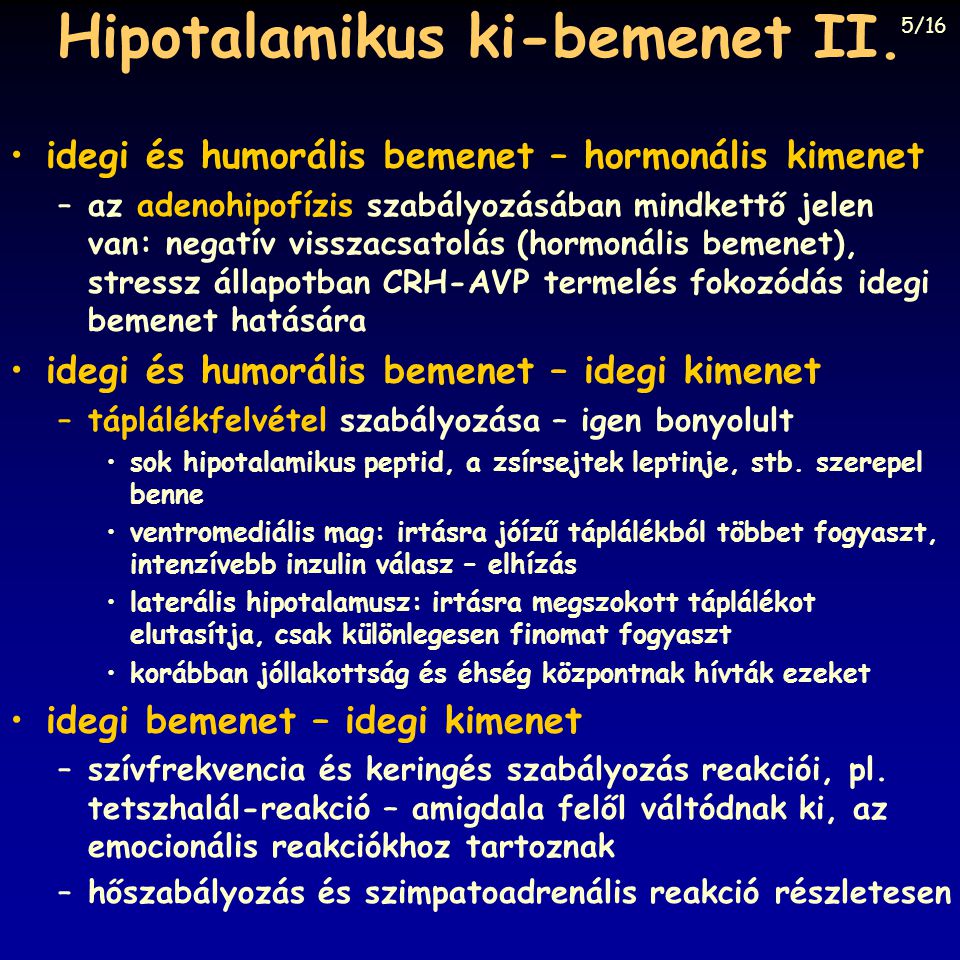 Hipotalamikus ki-bemenet II.