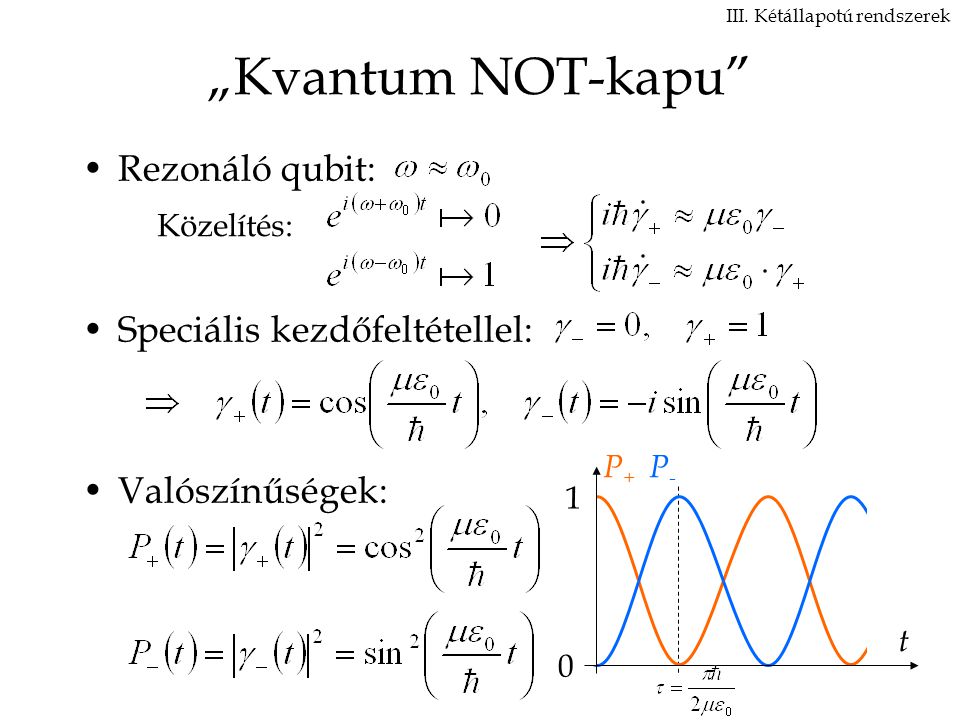 „Kvantum NOT-kapu Rezonáló qubit: Speciális kezdőfeltétellel: