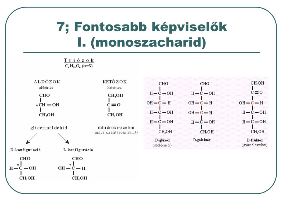 7; Fontosabb képviselők I. (monoszacharid)