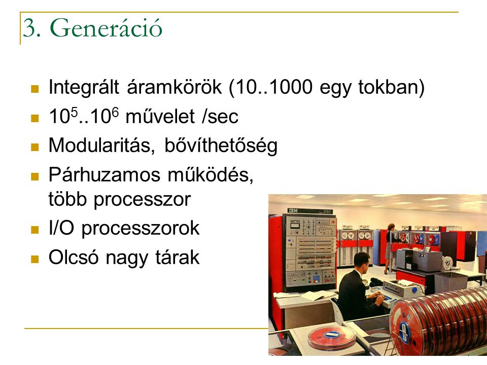 3. Generáció Integrált áramkörök ( egy tokban)