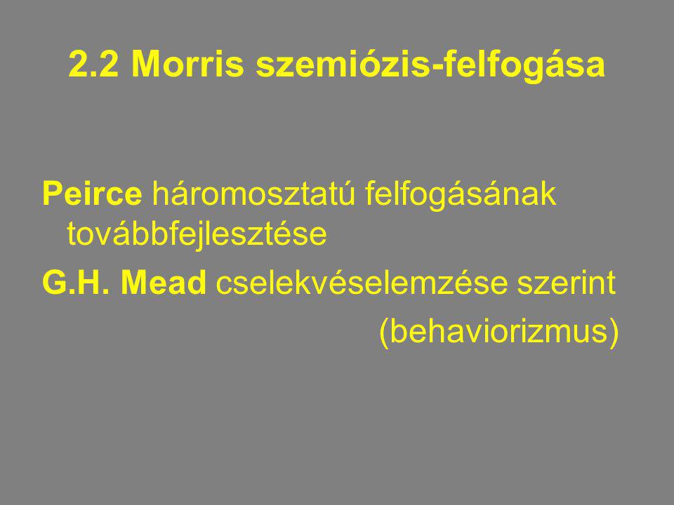 2.2 Morris szemiózis-felfogása