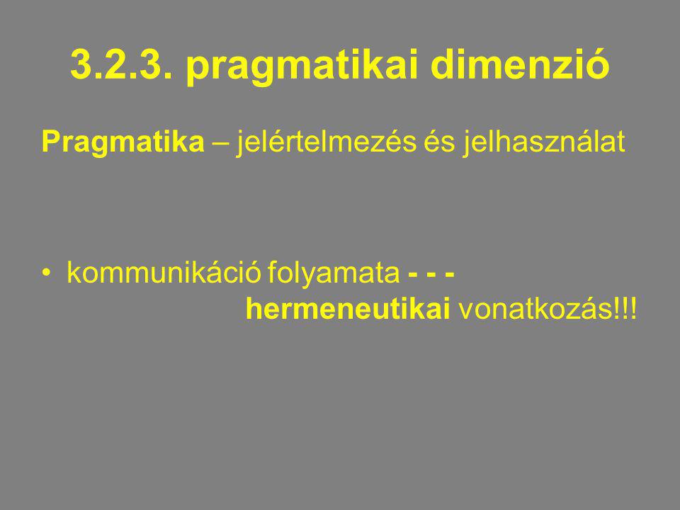 pragmatikai dimenzió Pragmatika – jelértelmezés és jelhasználat