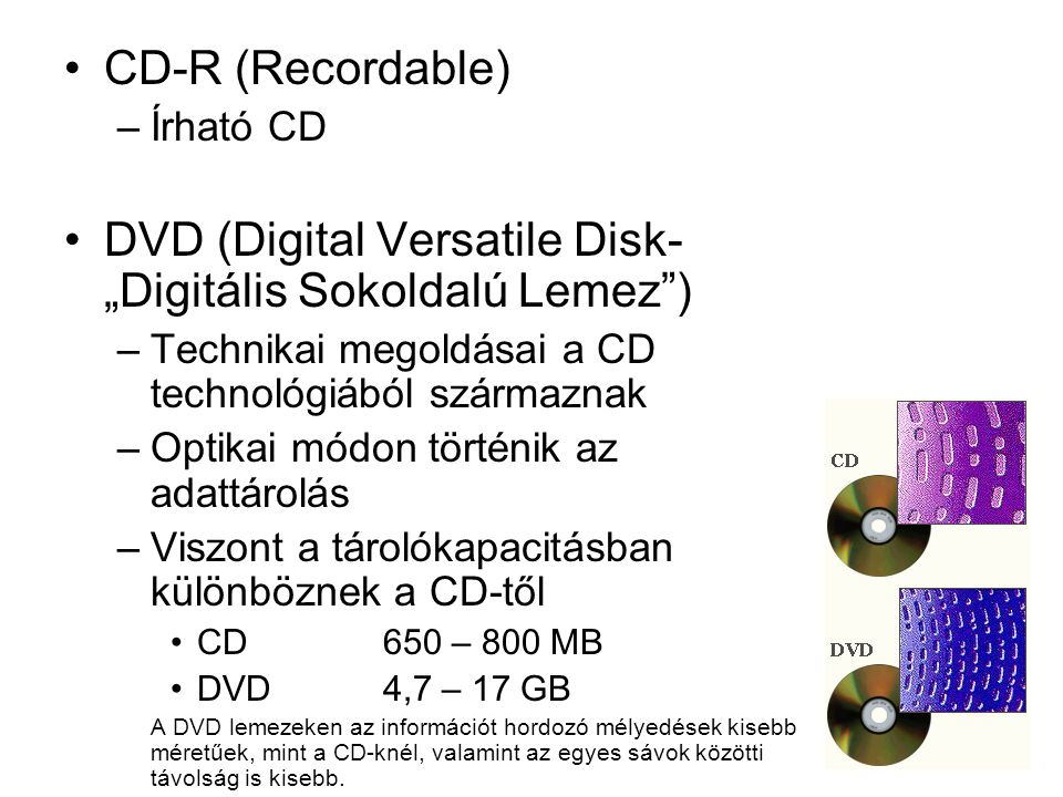 DVD (Digital Versatile Disk- „Digitális Sokoldalú Lemez )
