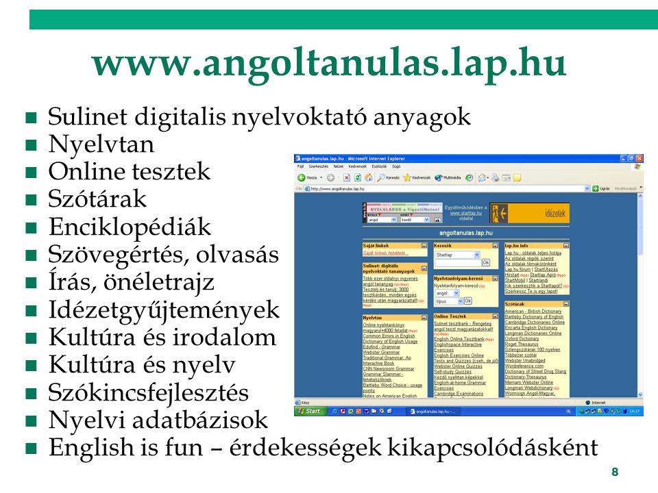 Sulinet digitalis nyelvoktató anyagok Nyelvtan