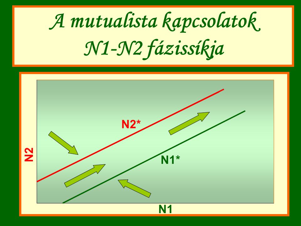 A mutualista kapcsolatok N1-N2 fázissíkja