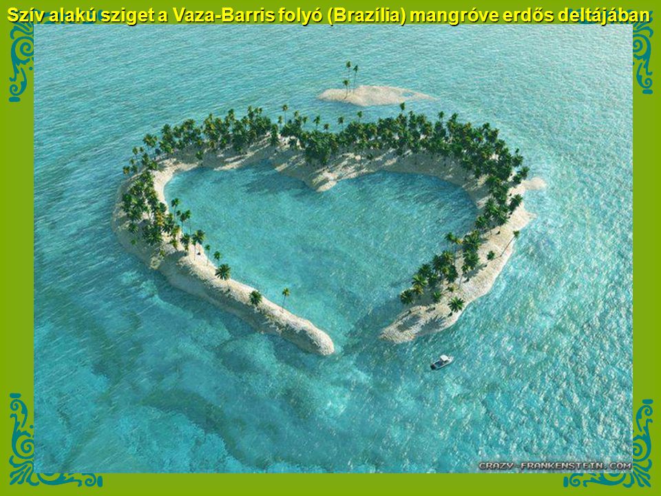 Szív alakú sziget a Vaza-Barris folyó (Brazília) mangróve erdős deltájában