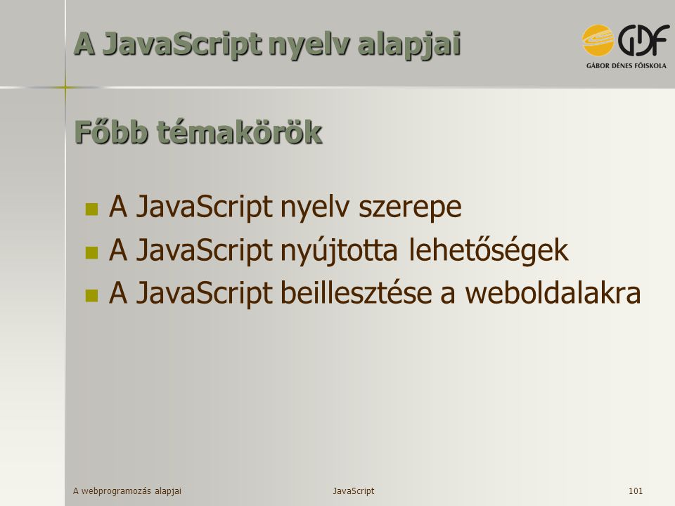 A JavaScript nyelv alapjai