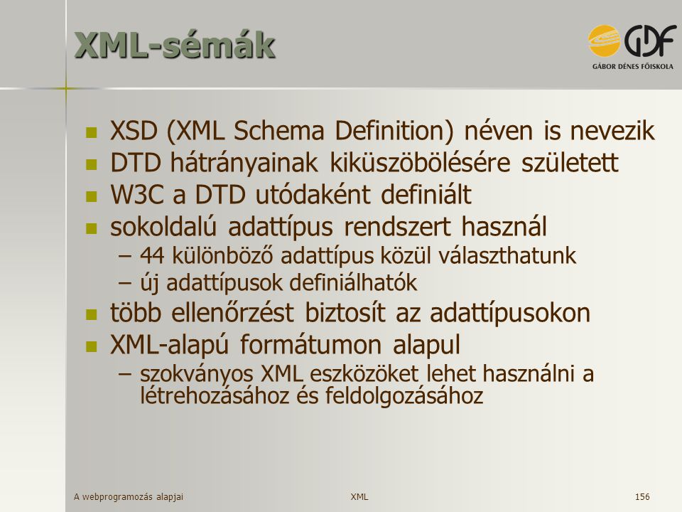 XML-sémák XSD (XML Schema Definition) néven is nevezik
