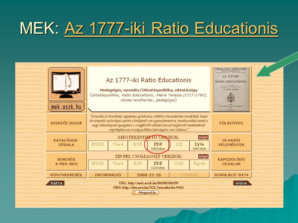 MEK: Az 1777-iki Ratio Educationis