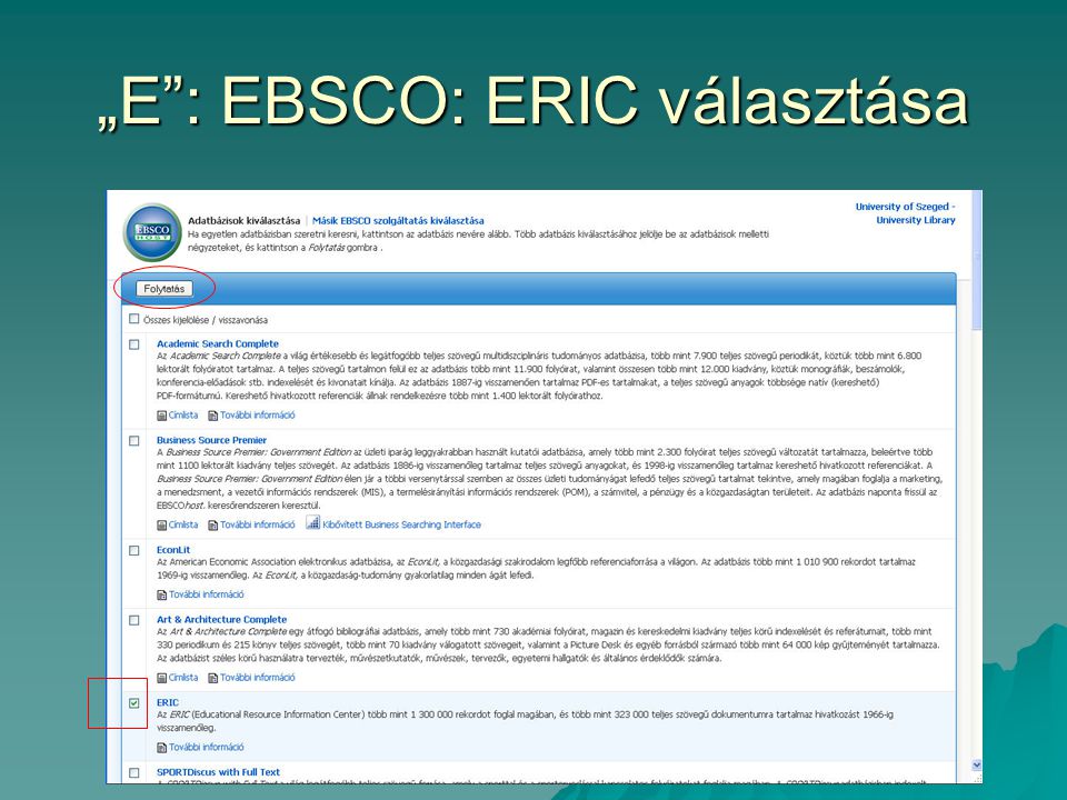 „E : EBSCO: ERIC választása