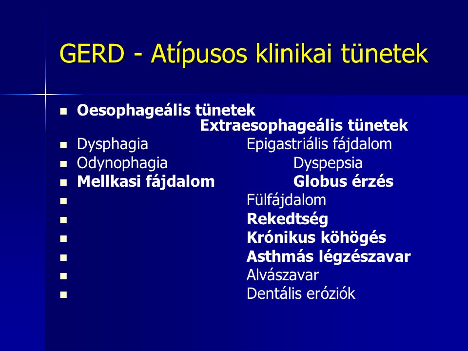 GERD - Atípusos klinikai tünetek