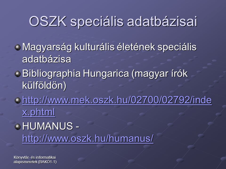 OSZK speciális adatbázisai