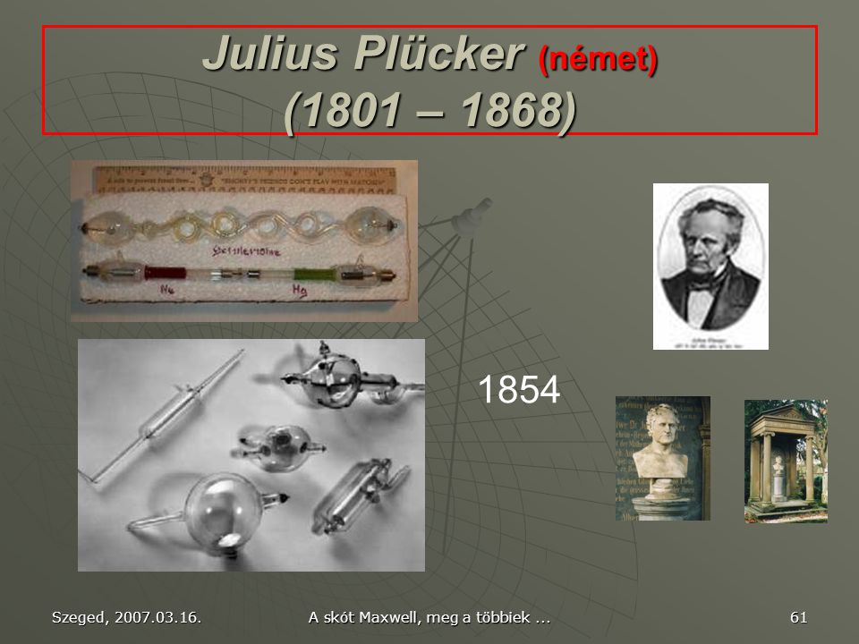 Julius Plücker (német) (1801 – 1868)