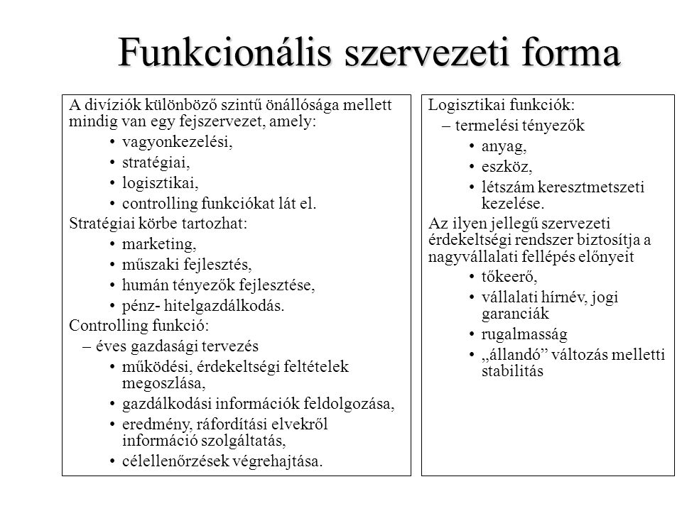 Funkcionális szervezeti forma
