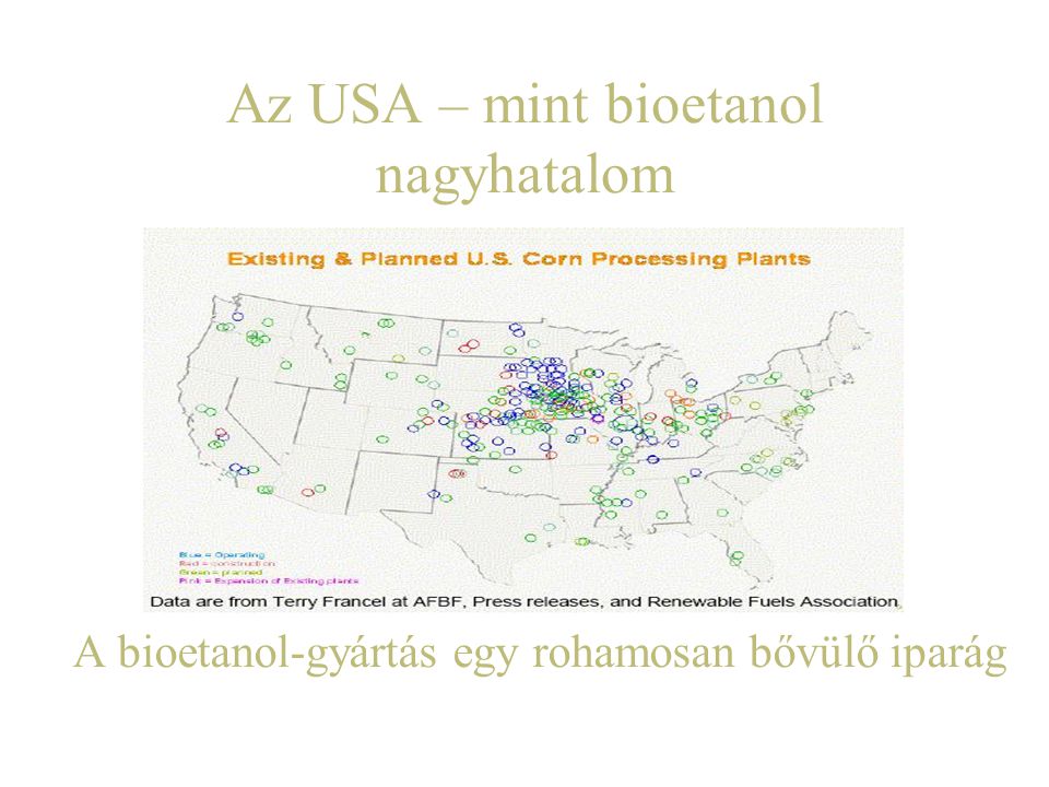 Az USA – mint bioetanol nagyhatalom