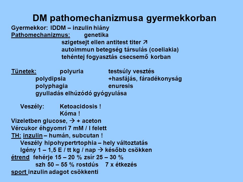 DM pathomechanizmusa gyermekkorban