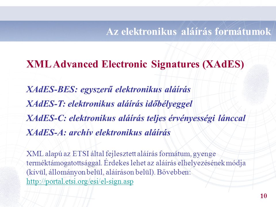 Az elektronikus aláírás formátumok