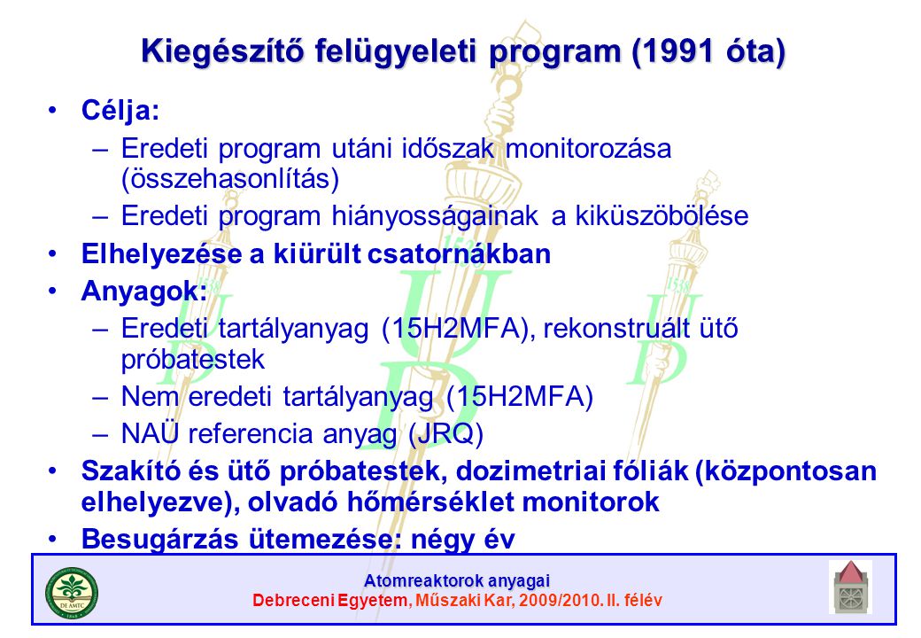 Kiegészítő felügyeleti program (1991 óta)