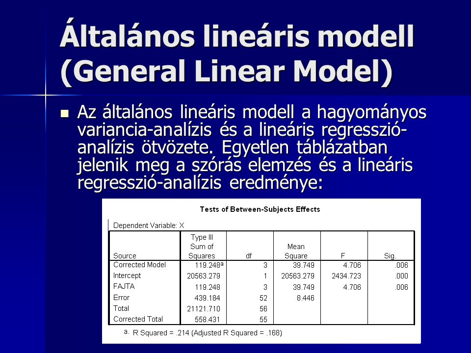 Általános lineáris modell (General Linear Model)