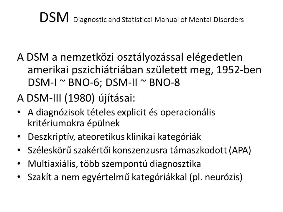 DSM Diagnostic and Statistical Manual of Mental Disorders