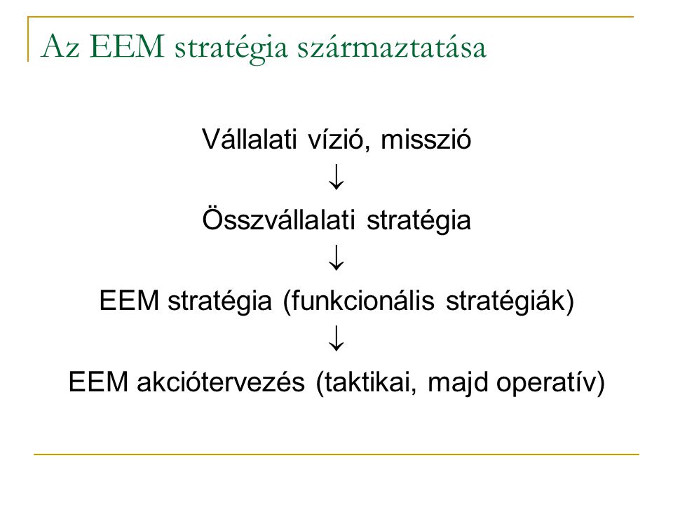 Az EEM stratégia származtatása