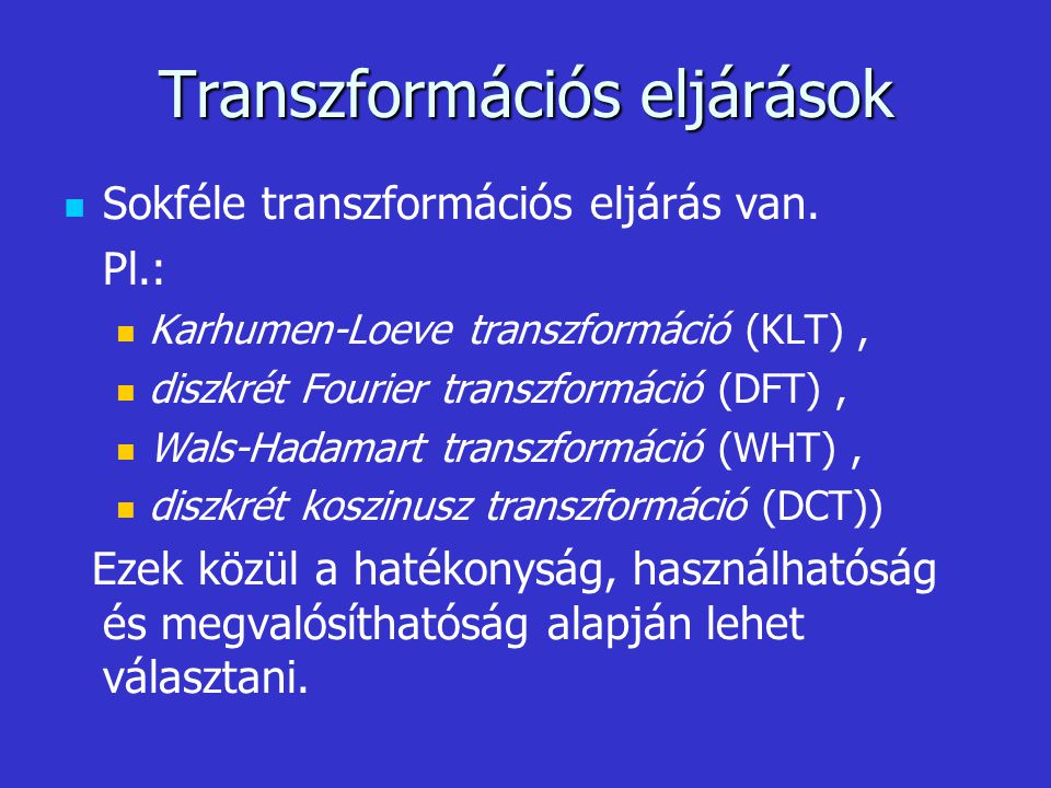 Transzformációs eljárások
