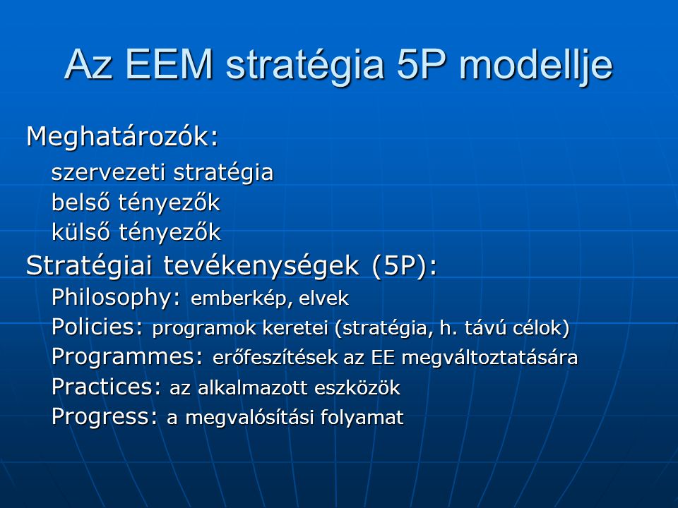 Az EEM stratégia 5P modellje