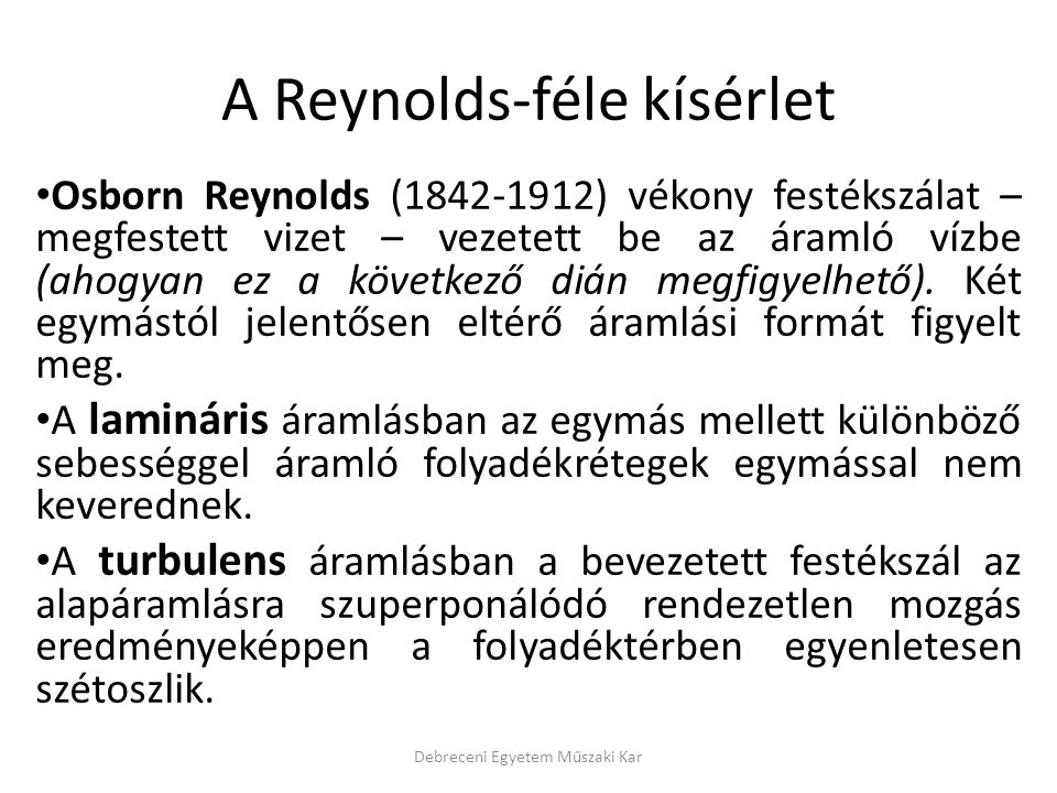 A Reynolds-féle kísérlet