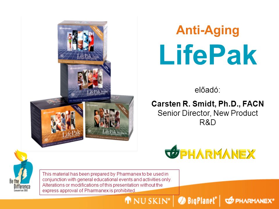 LifePak Anti-Aging előadó: Carsten R. Smidt, Ph.D., FACN