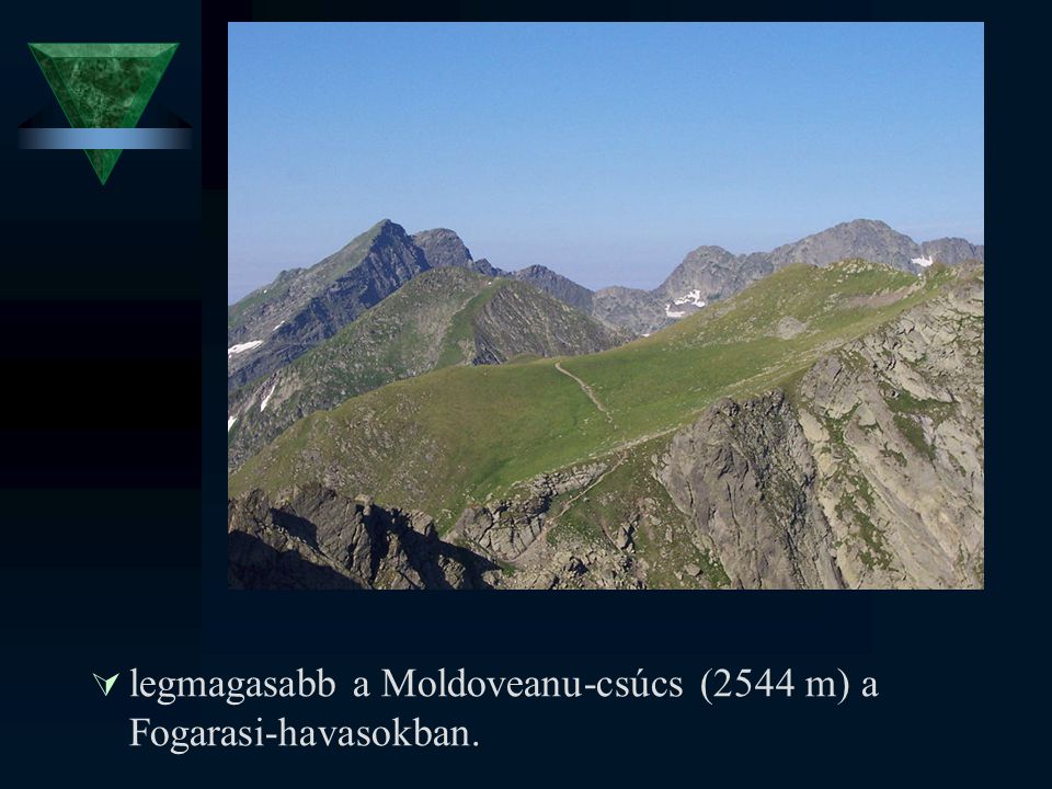 legmagasabb a Moldoveanu-csúcs (2544 m) a Fogarasi-havasokban.