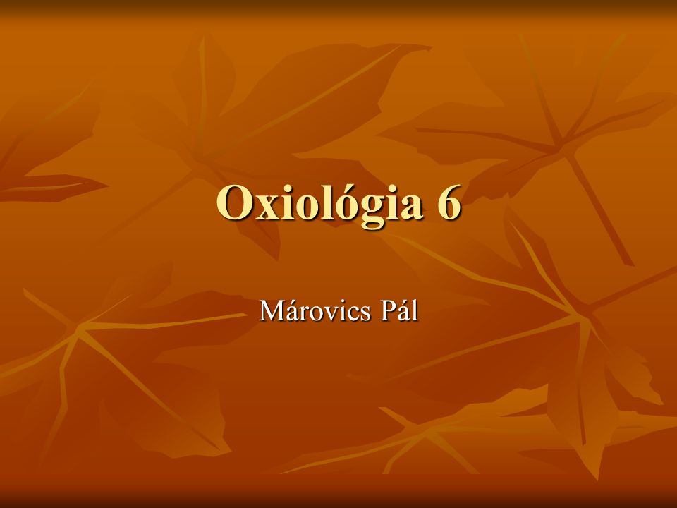 Oxiológia 6 Márovics Pál
