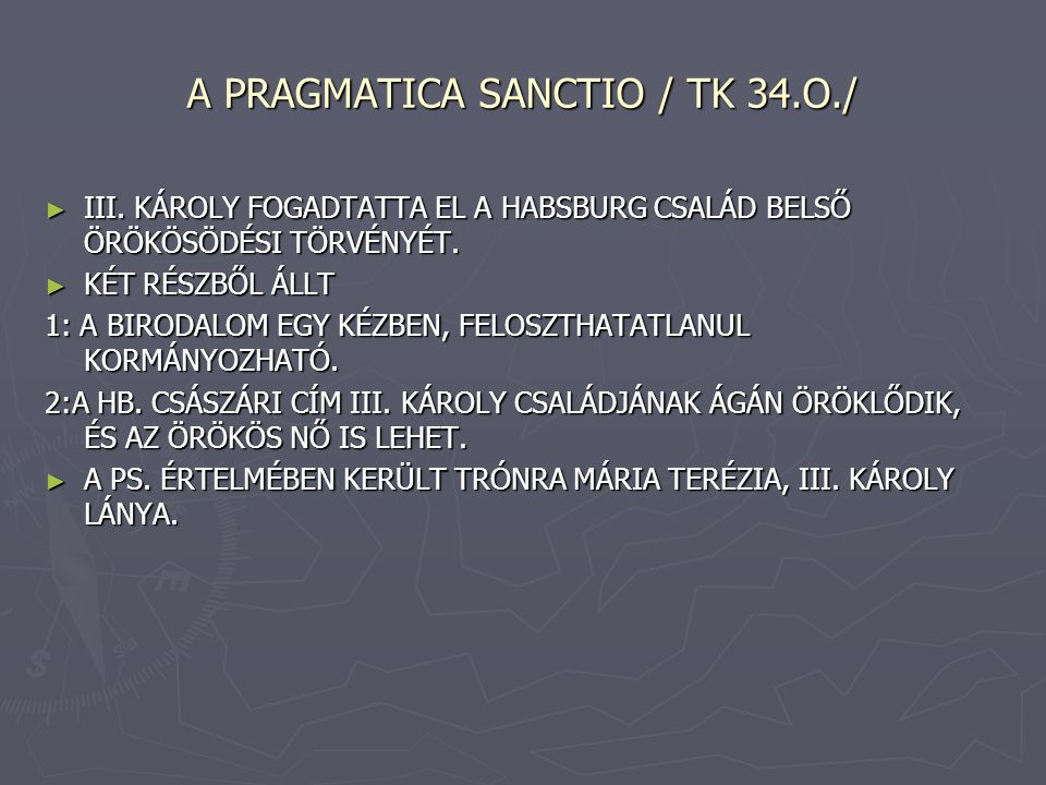 A PRAGMATICA SANCTIO / TK 34.O./