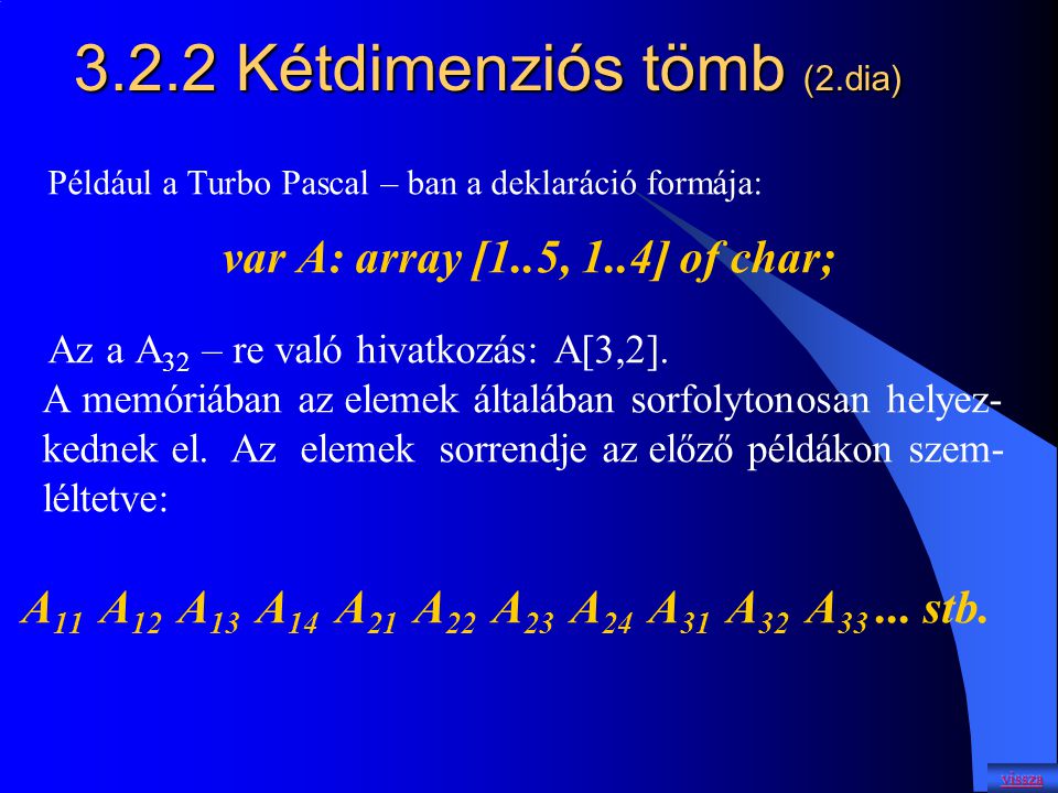 3.2.2 Kétdimenziós tömb (2.dia)